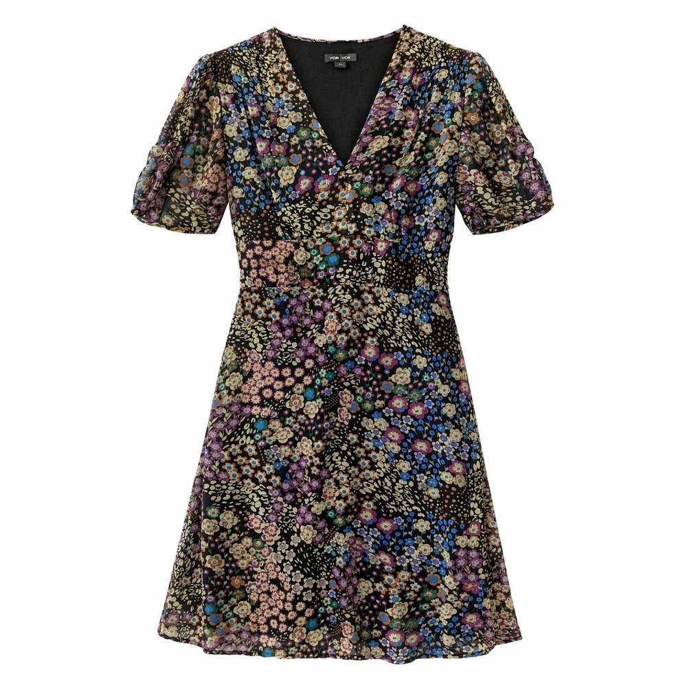 Vintage 90s VOIR VOIR Floral Midi Babydoll Forest Fairy Dress Womens 12 Belted